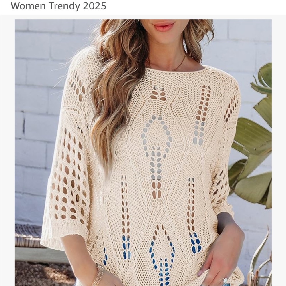 Elegant Cream Knit Tunic size Large. Looks gr8 with white tank underneath